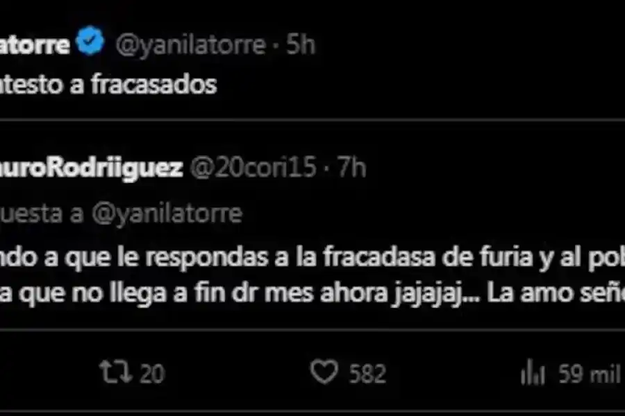      Captura de pantalla de X a @yaninalatorre