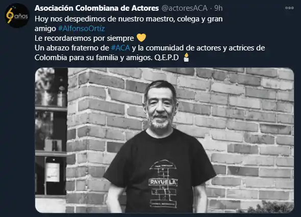 Alfonso Ortiz era muy querido en el mundo artístico colombiano. Foto: Twitter