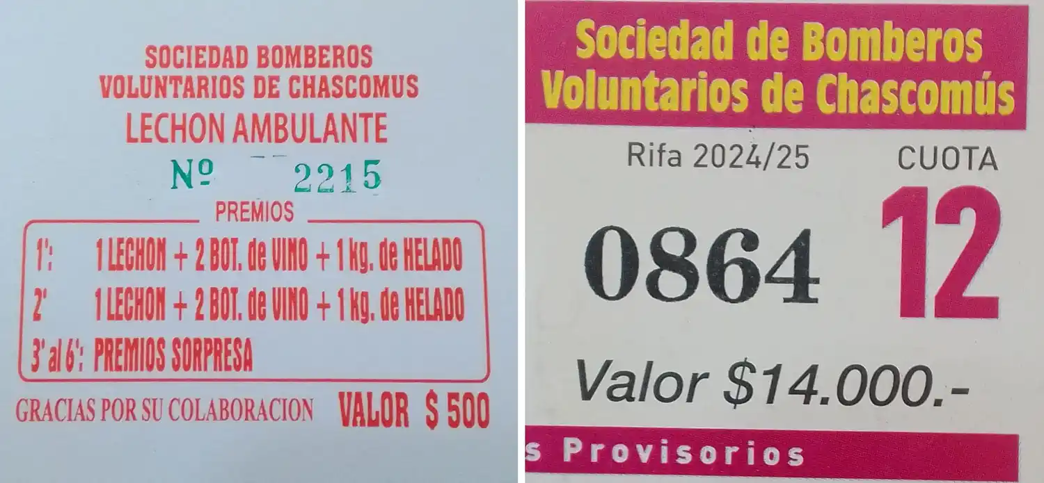 Alerta por estafa: Individuo ajeno a Bomberos de Chascomús vende rifas apócrifas con cupones en australes