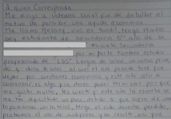 Buscan quien pueda apadrinar a Melany, una adolescente de 17 años que sufre hipoacusia