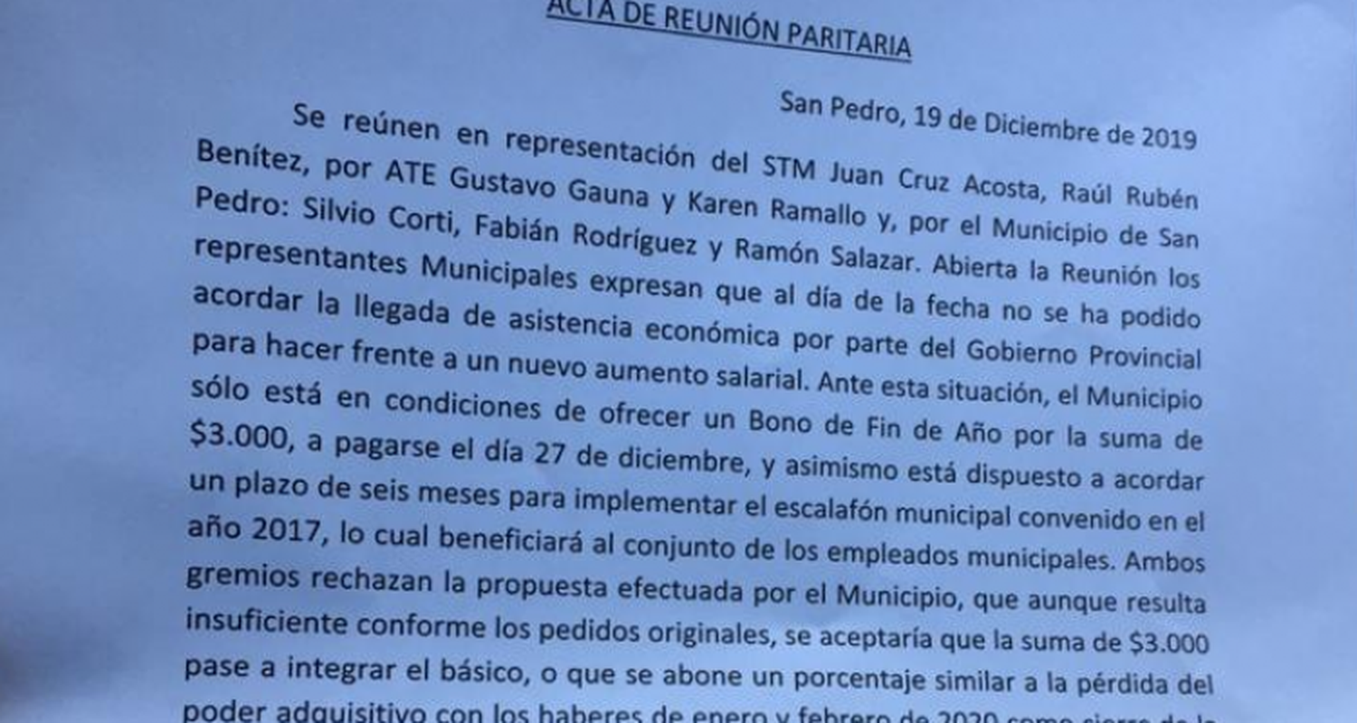 El Gobierno ofreció un bono de fin de año de 3 mil pesos y los sindicatos lo rechazaron