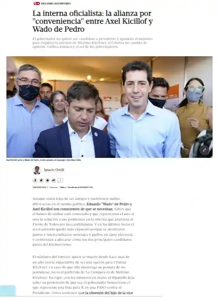 La interna oficialista: la alianza por “conveniencia” entre Axel Kicillof y Wado de Pedro