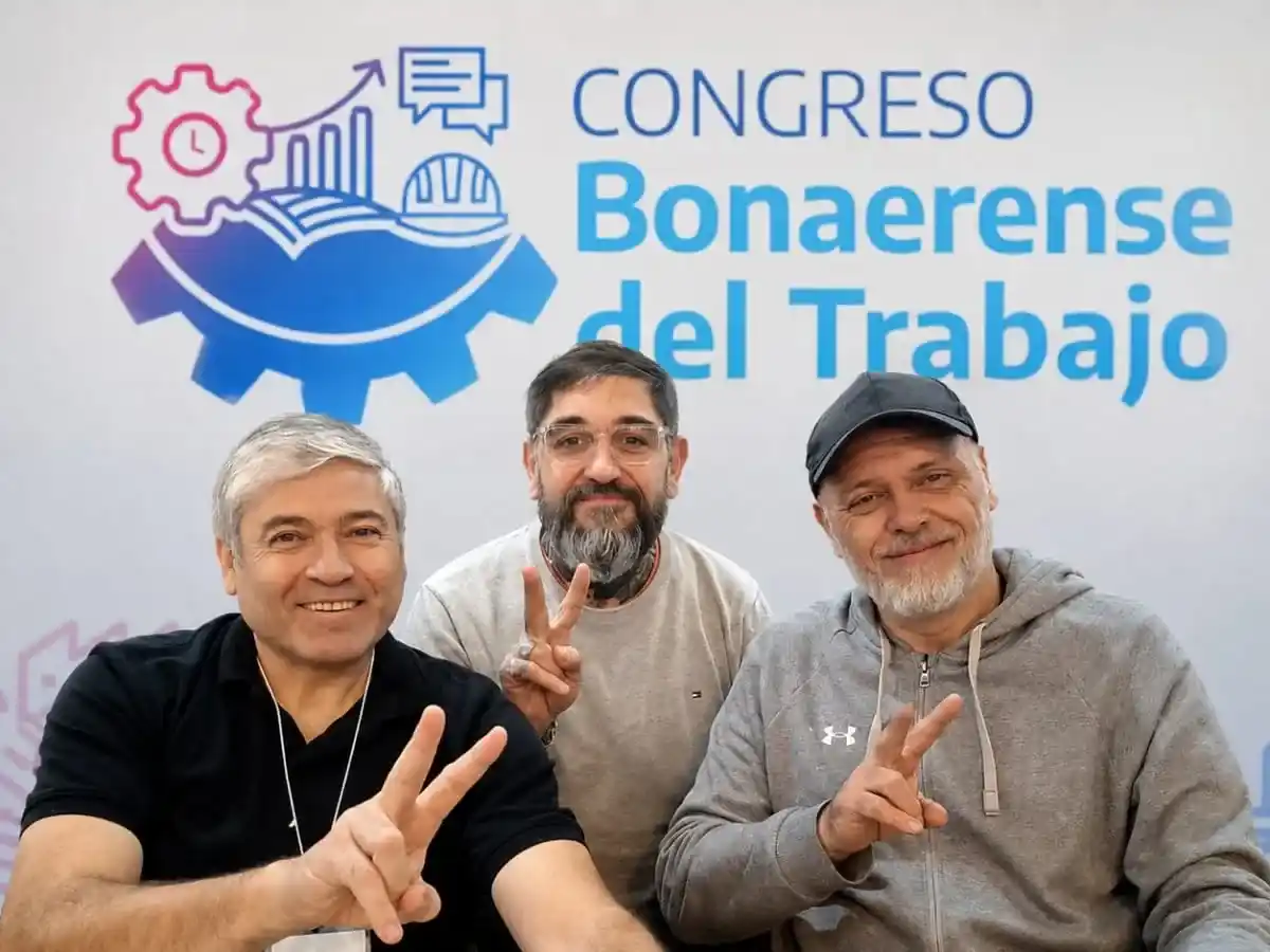 Representantes. Peralta, Zalazar y Ledesma de la CGT Regional Necochea en el Congreso Bonaerense del Trabajo