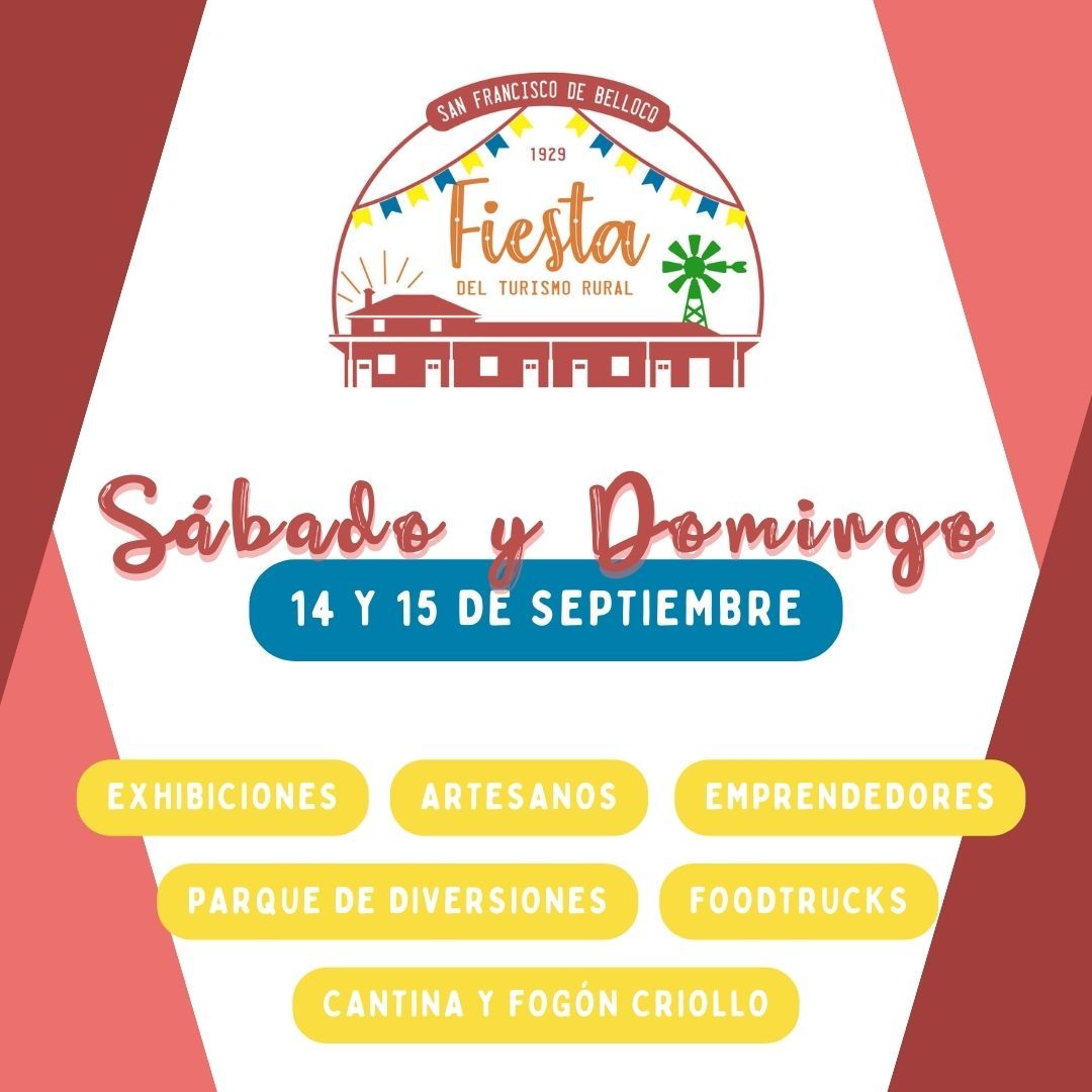  Primera Fiesta del Turismo Rural en San Francisco de Bellocq el 14 y 15 de septiembre