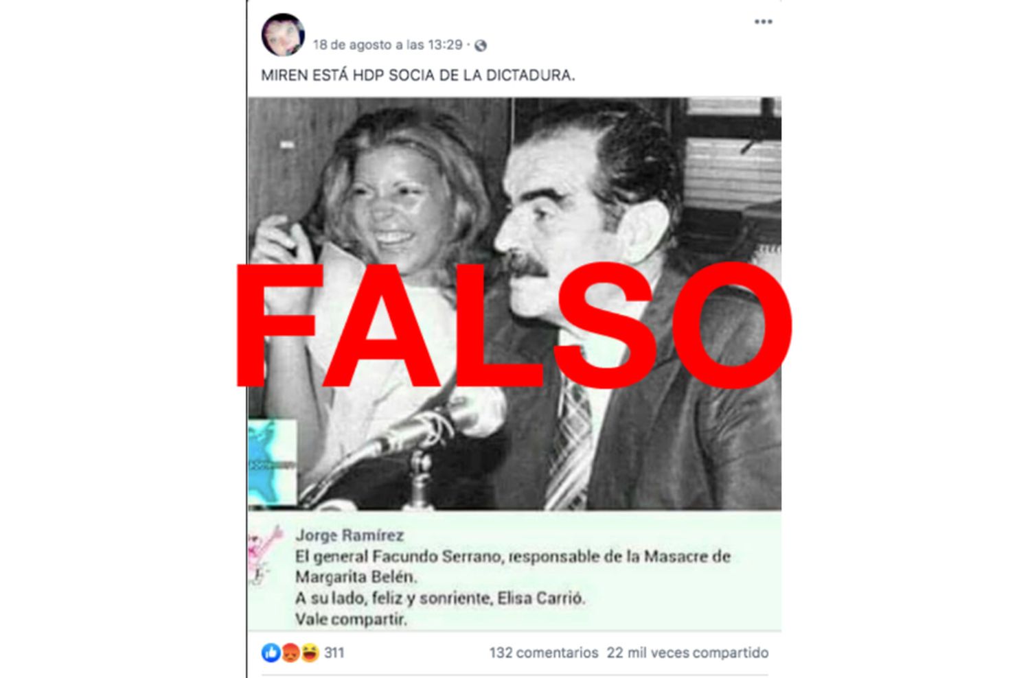 Es falsa la foto de Carrió con el ex gobernador de facto de Chaco