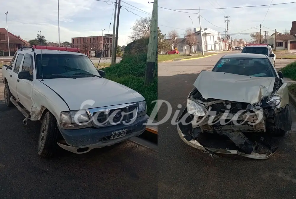 Fuerte colisión entre un auto y una camioneta