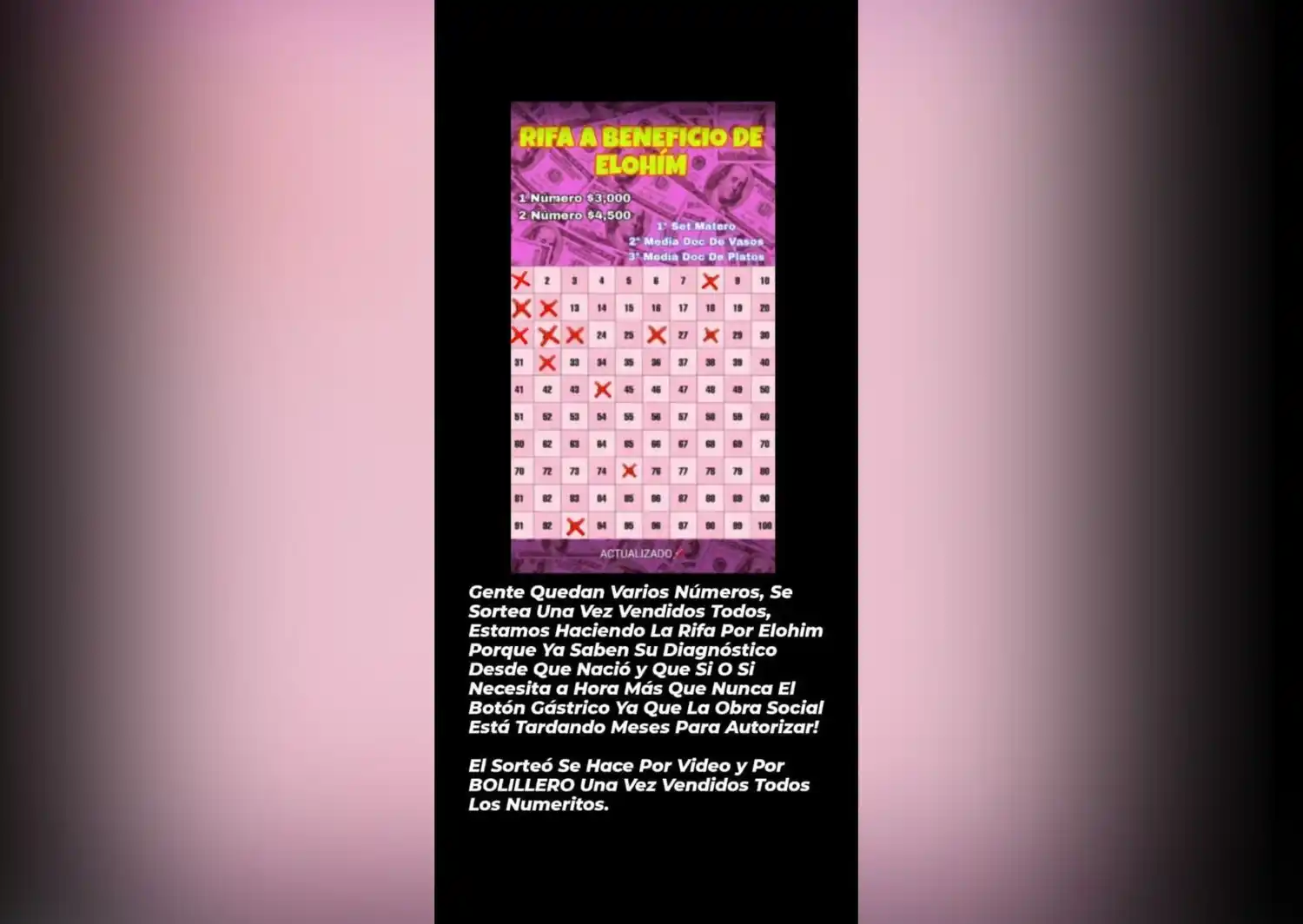 Rifa solidaria para Elohim