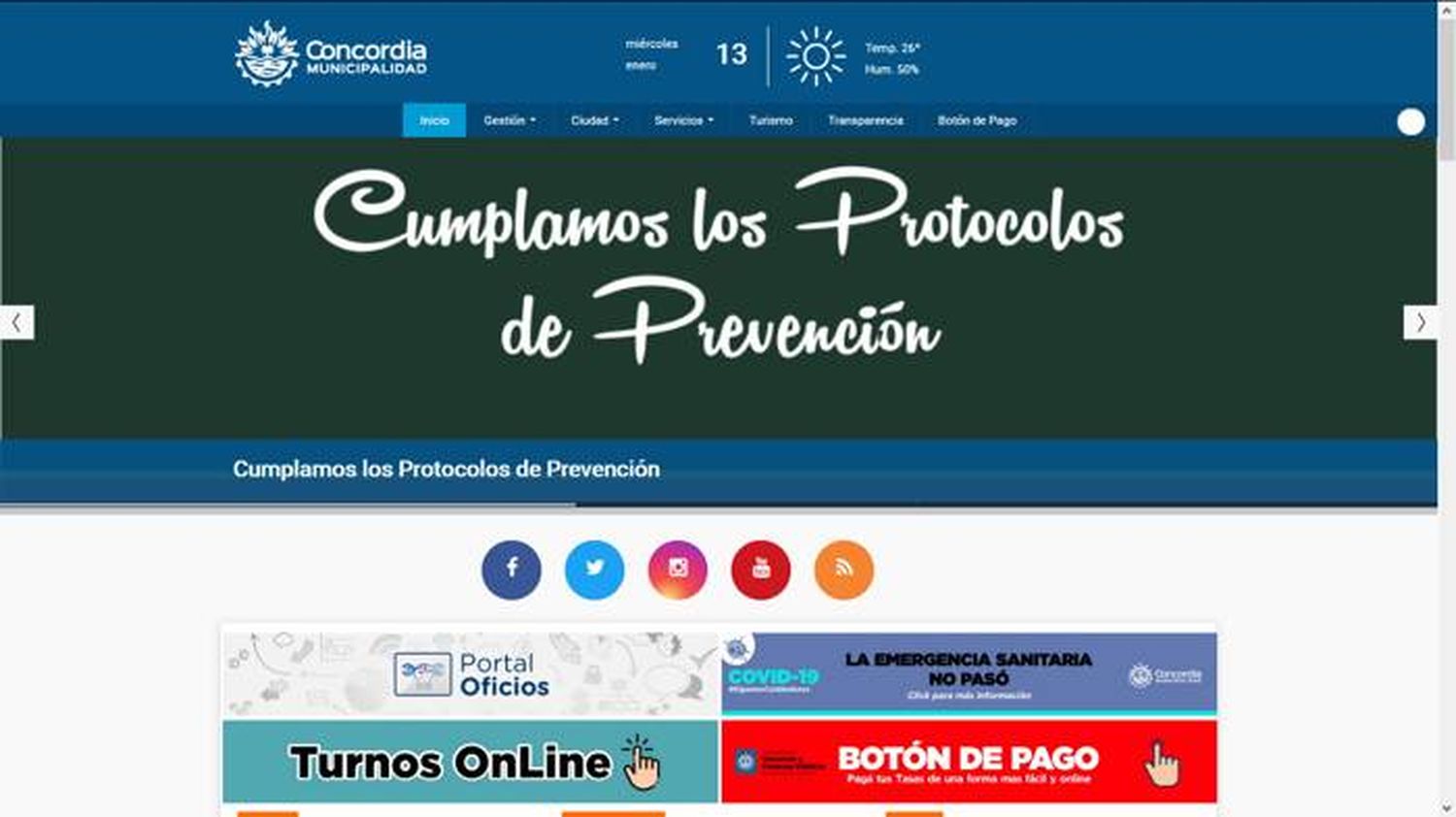 Sistema unificado de turnos on line en la web de la Municipalidad