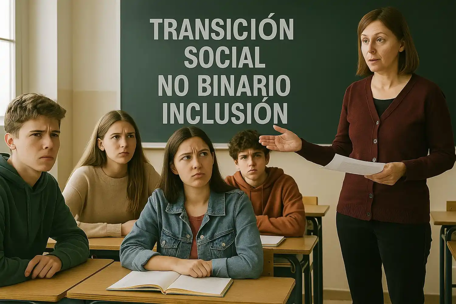 Alumnos escuchan interpretaciones engañosas de palabras como  “transición social”, “no binario” e “inclusión”.