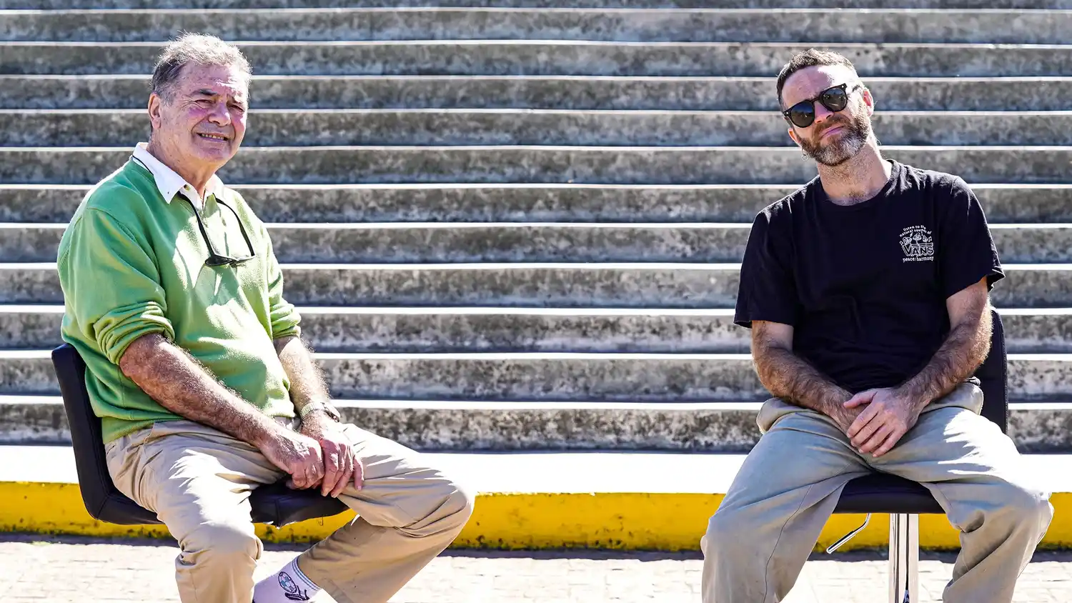 Testimonio. Agustín Carlini junto a su papá Mario, excombatiente de Malvinas