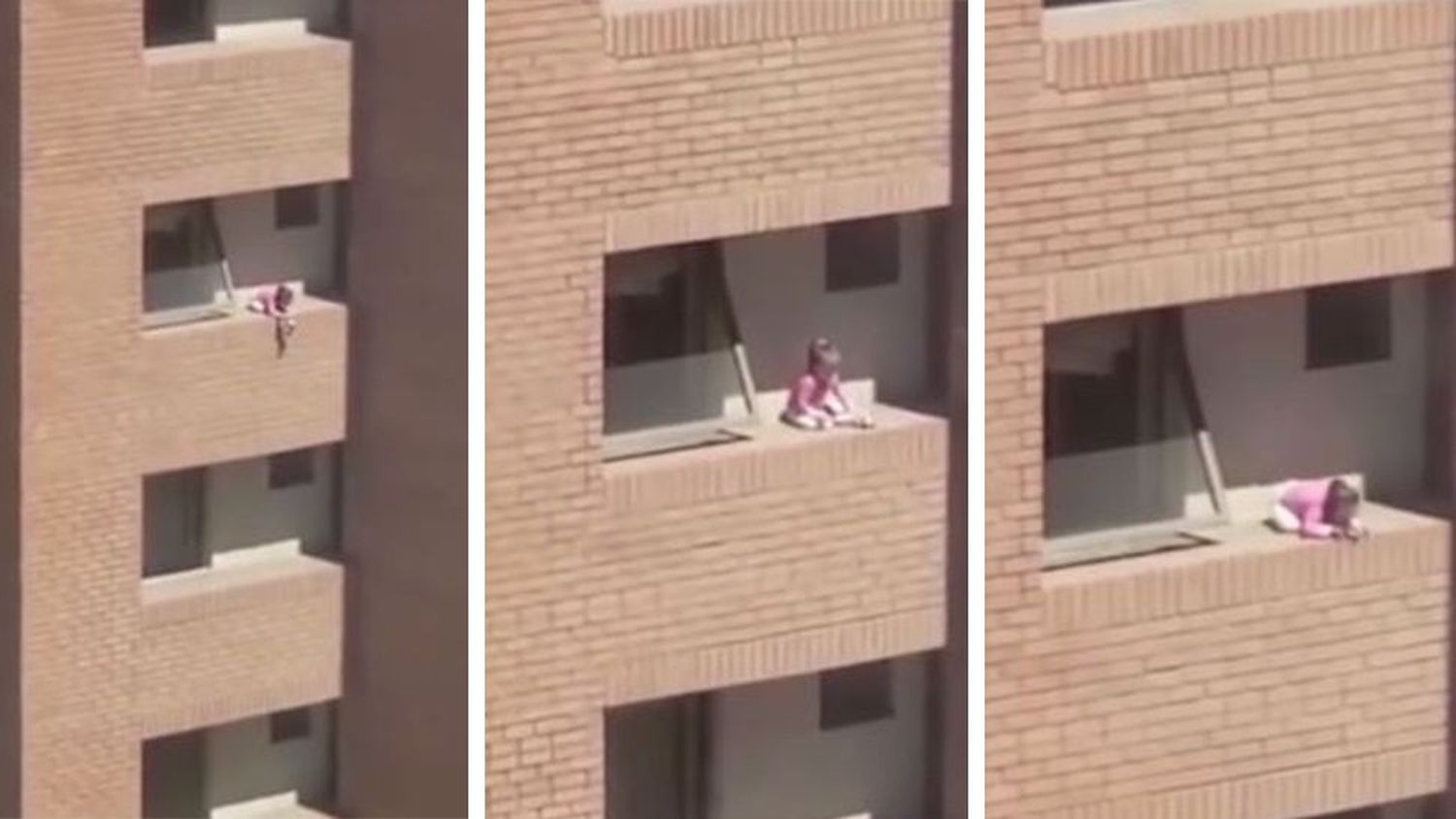 Mientras su mamá hablaba por teléfono, la nena jugaba al borde de la cornisa