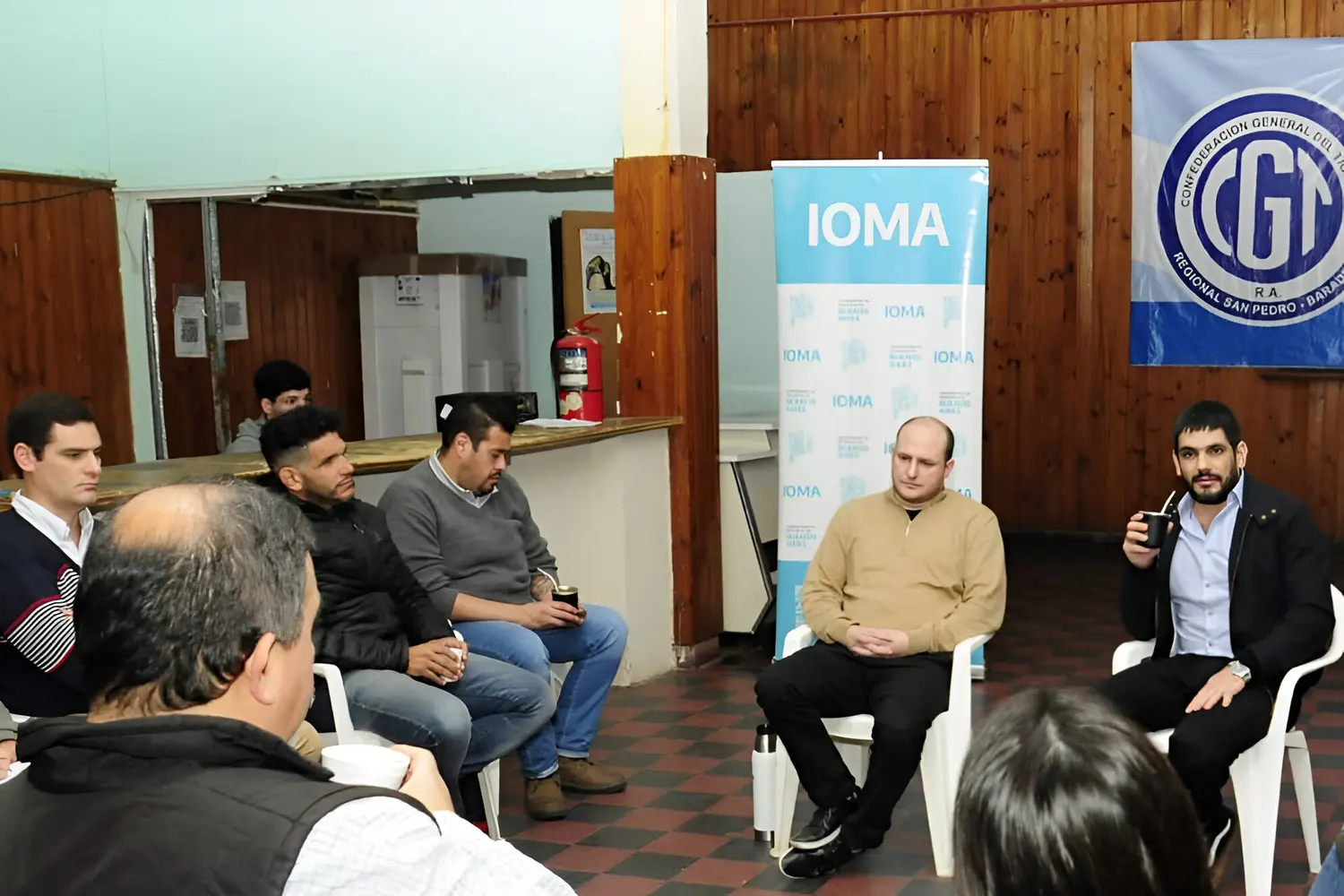 El titular de Ioma, Homero Giles, en el Sindicato de Municipales, el año pasado.