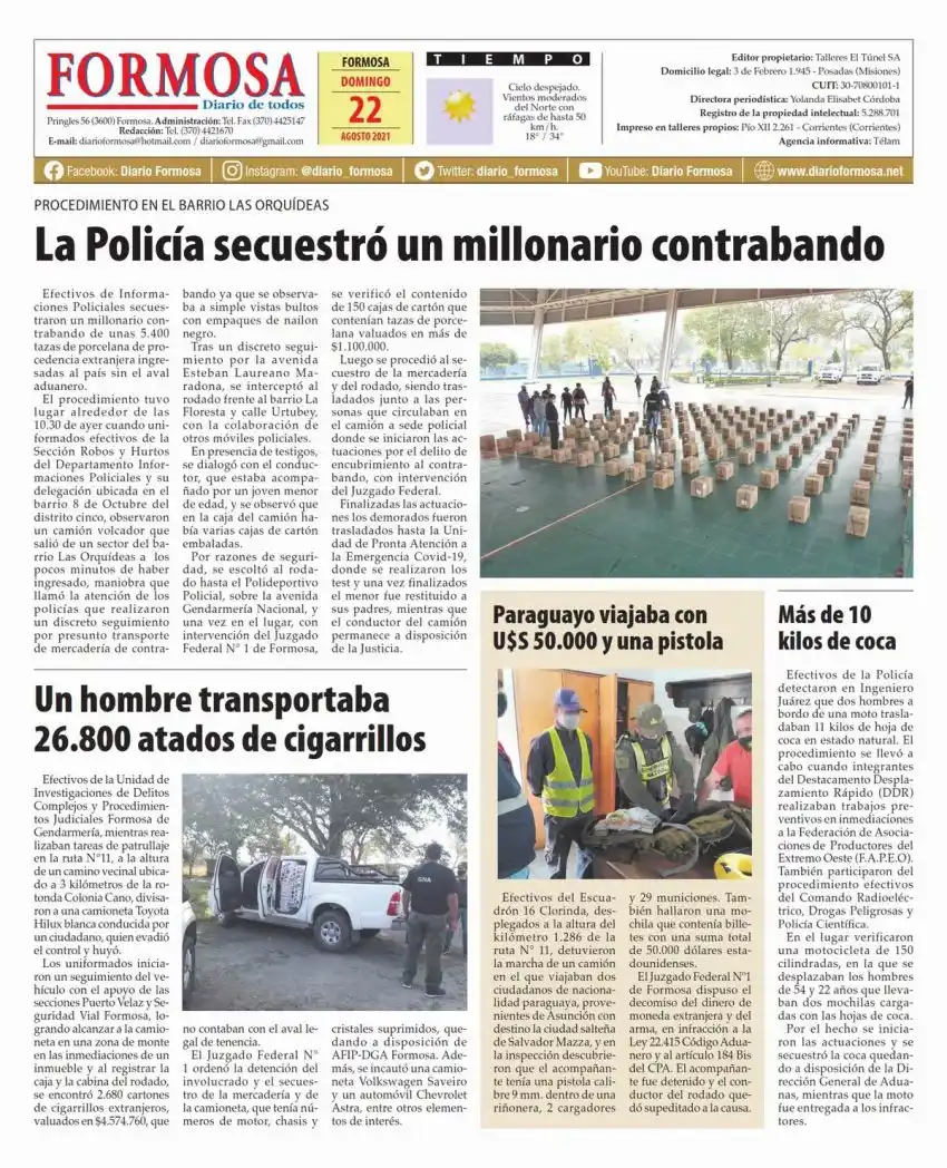 Tapa y Contratapa 22 de agosto de 2021