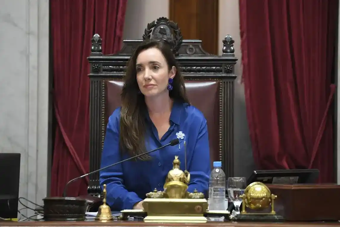 La vicepresidenta, Victoria Villarruel, en el Senado de la Nación.