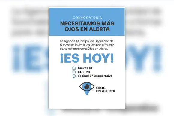 Nuevo encuentro informativo del programa “Ojos en Alerta” en Sunchales