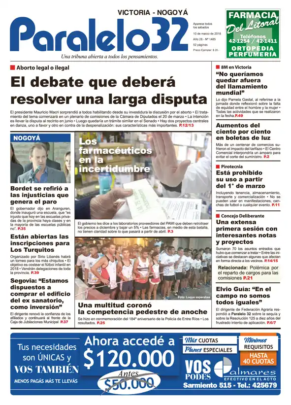 Tapa Paralelo 32 edición Victoria-Nogoyá