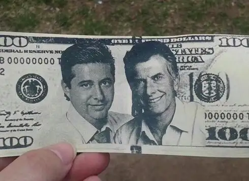 Billetes con las caras de Ceballos, Macri y Angelici en Rosario