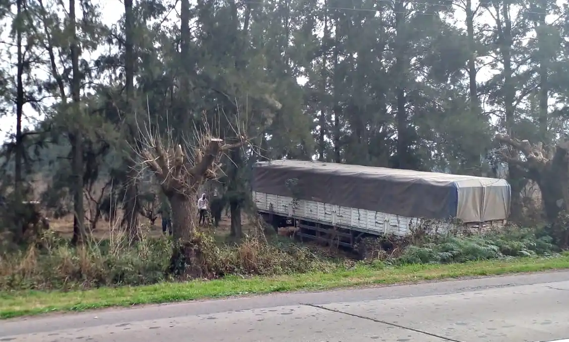 Un acoplado se desenganchó y terminó en la zanja