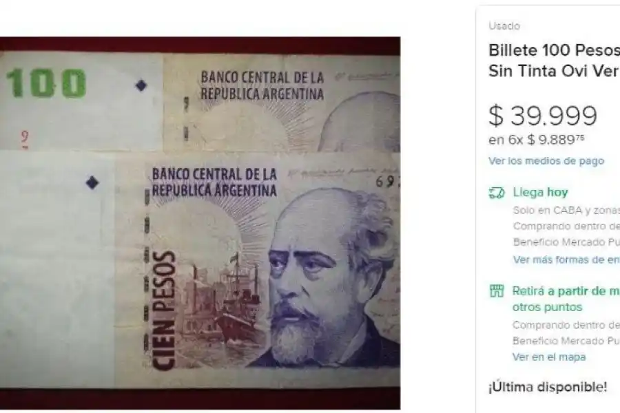 Por un error de impresión: así son los billetes de 100 pesos que se venden por hasta 40 mil