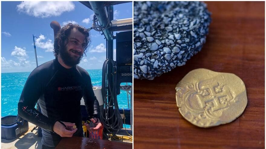 Un buzo localizó la moneda de oro mientras exploraba la zona