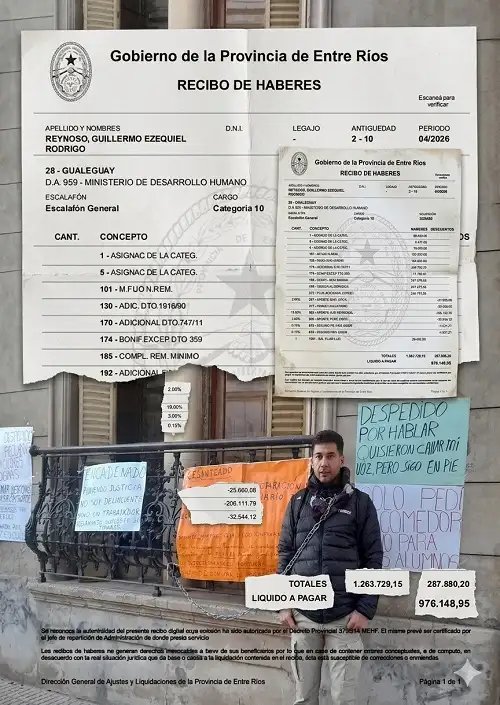 Reynoso mostró sus recibos sin inasistencias y desmintió parte de la versión oficial