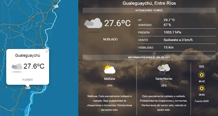 Renuevan un alerta por tormentas fuertes para el sur de Entre Ríos