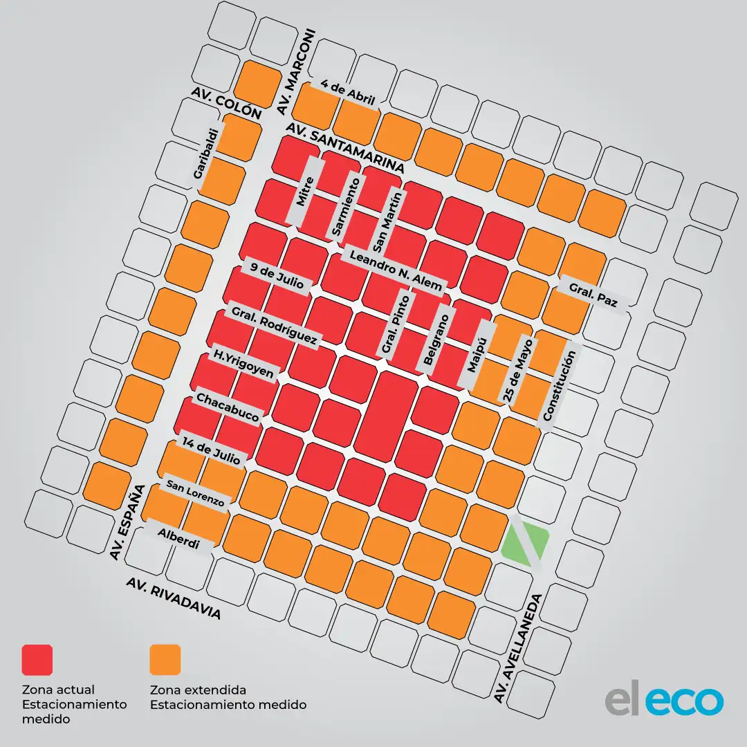 Así quedará la nueva zona de estacionamiento medido en Tandil