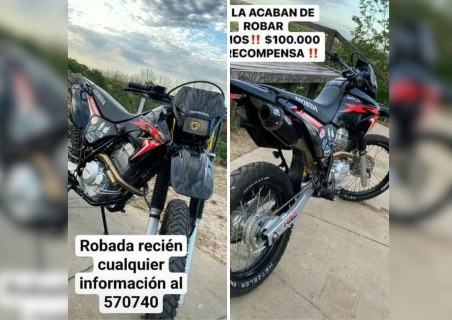 Buscan moto robada