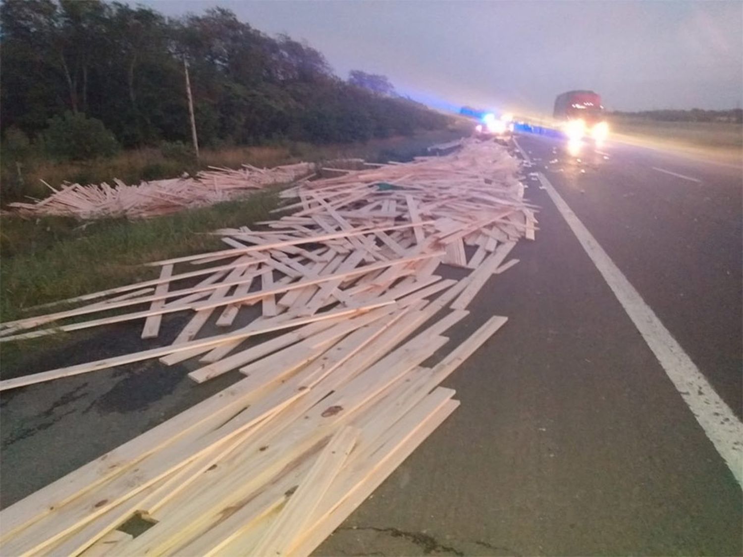 Volcó un camión que transportaba maderas