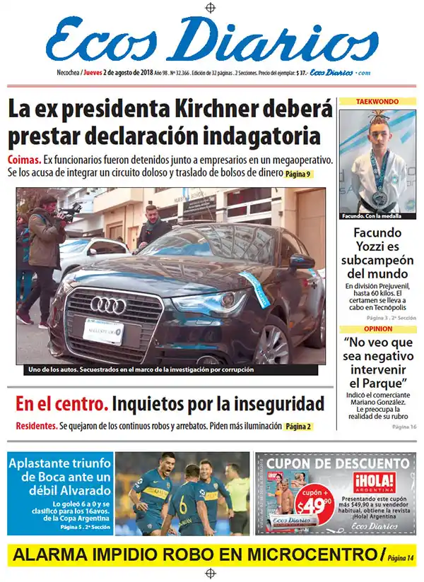 Tapa del 2 de agosto de 2018