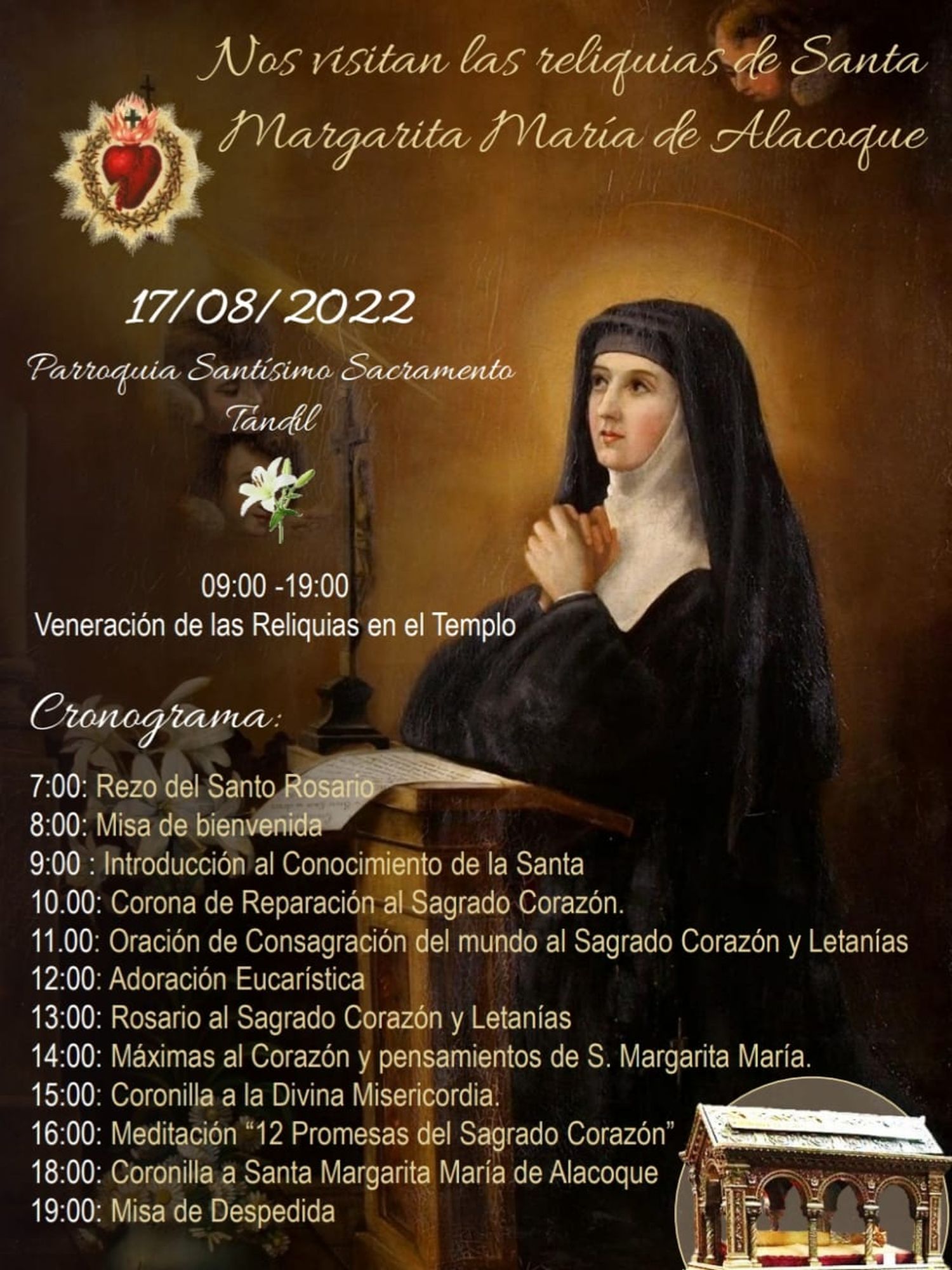 Las reliquias de Santa Margarita visitan el Santísimo Sacramento