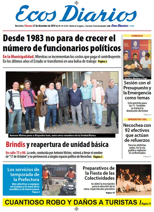 Tapa del 27 de diciembre de 2019