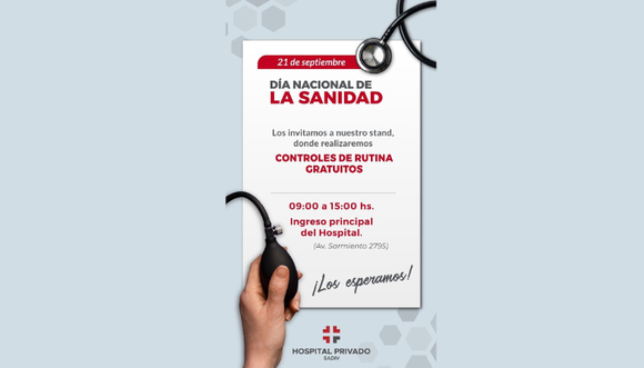 Día de la sanidad: controles gratuitos en el Hospital privado Sadiv
