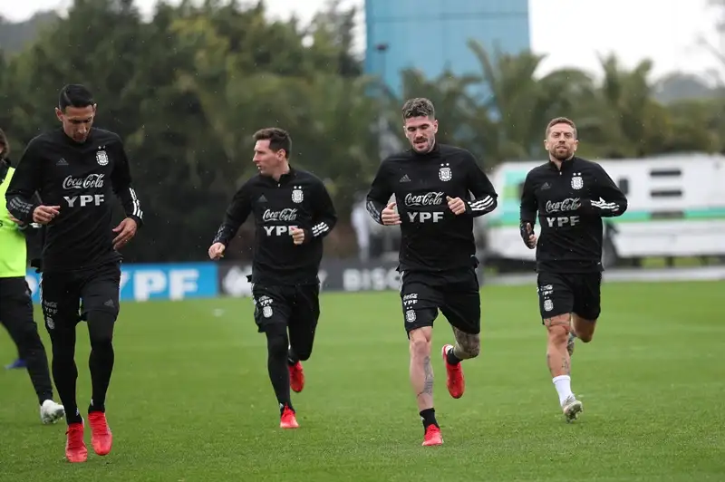Una imagen del entrenamiento de ayer en Ezeiza.