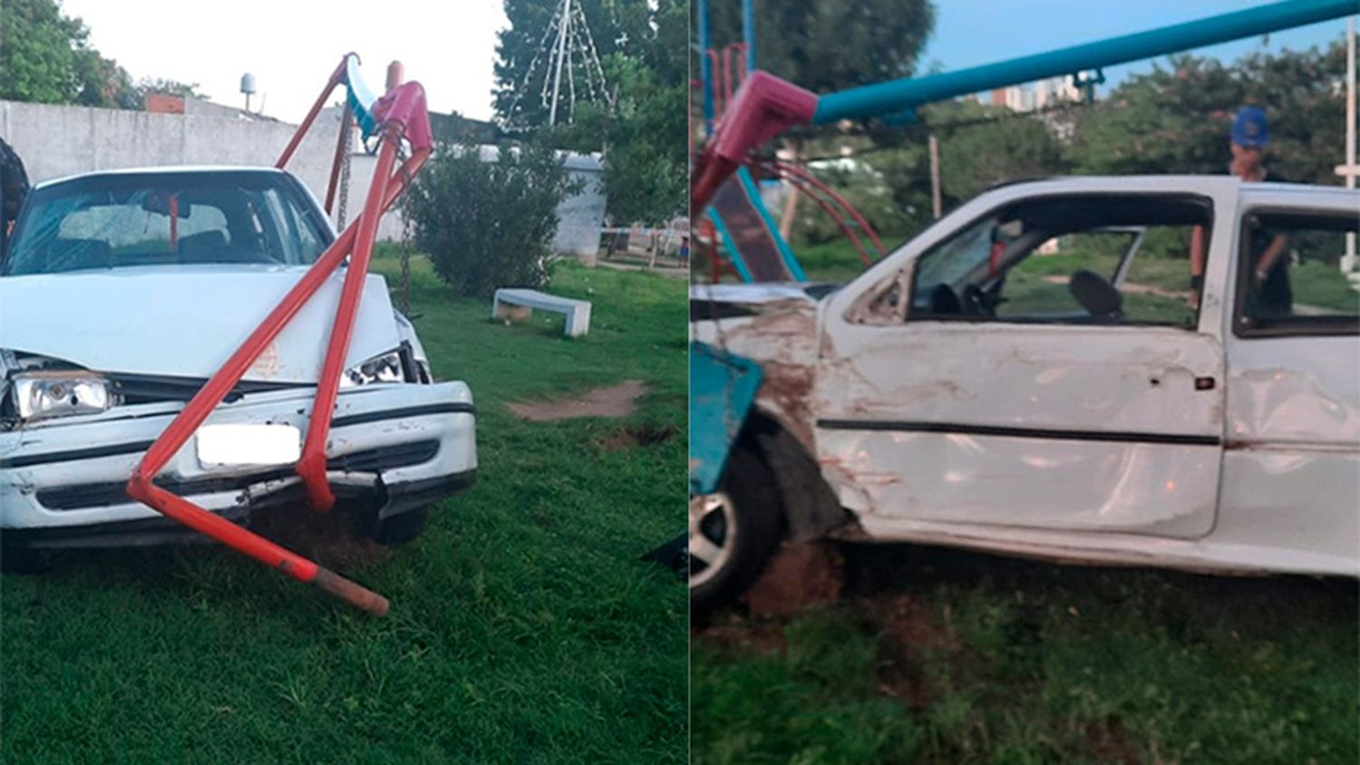 Perdió el control del auto y terminó chocando en una plaza: una joven lesionada