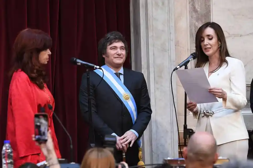 Cristina Fernández, Javier Milei y Victoria Villarruel