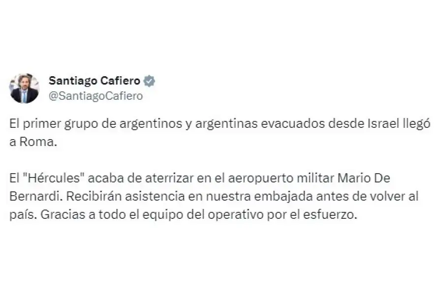 Tuit de Santiago Cafiero