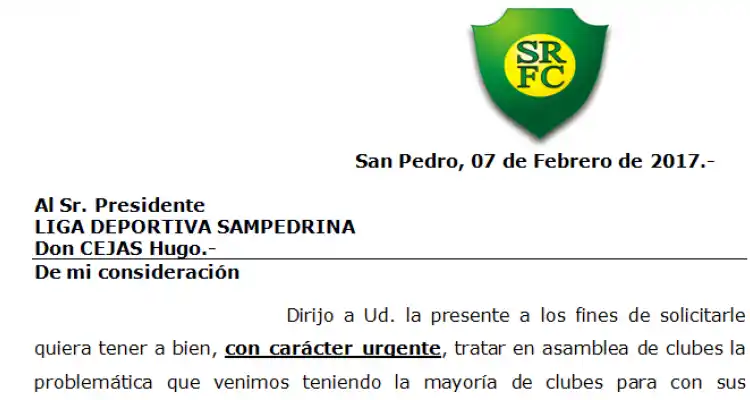 San Roque pedirá que los clubes que tienen excedente de jugadores en inferiores los “presten”