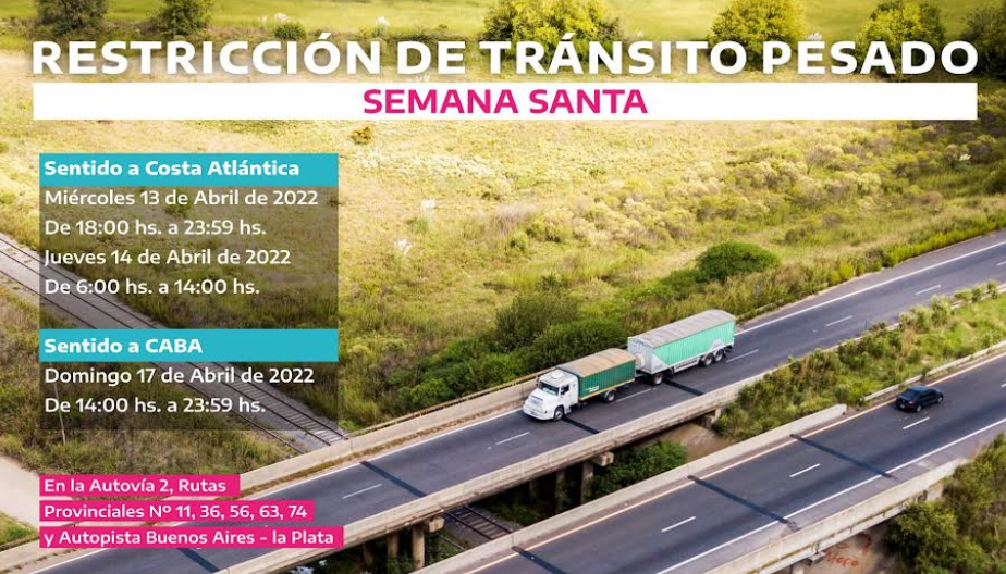 Semana Santa 2022: Restricción de camiones en rutas y autopistas de Provincia de Buenos Aires