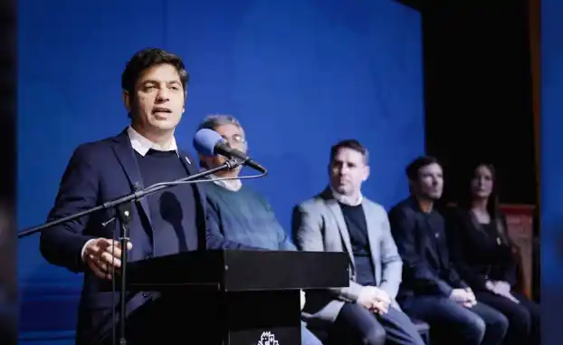 Gobernador de la provincia de Buenos Aires, Axel Kicillof, en la apertura de una nueva ronda de negocios. Foto: Agencia NA (X: @kicillofok).