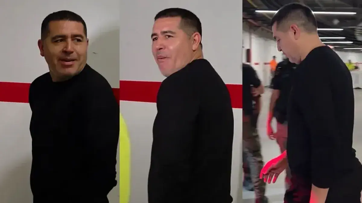 Juan Román Riquelme mientras abandonaba el estadio Monumental