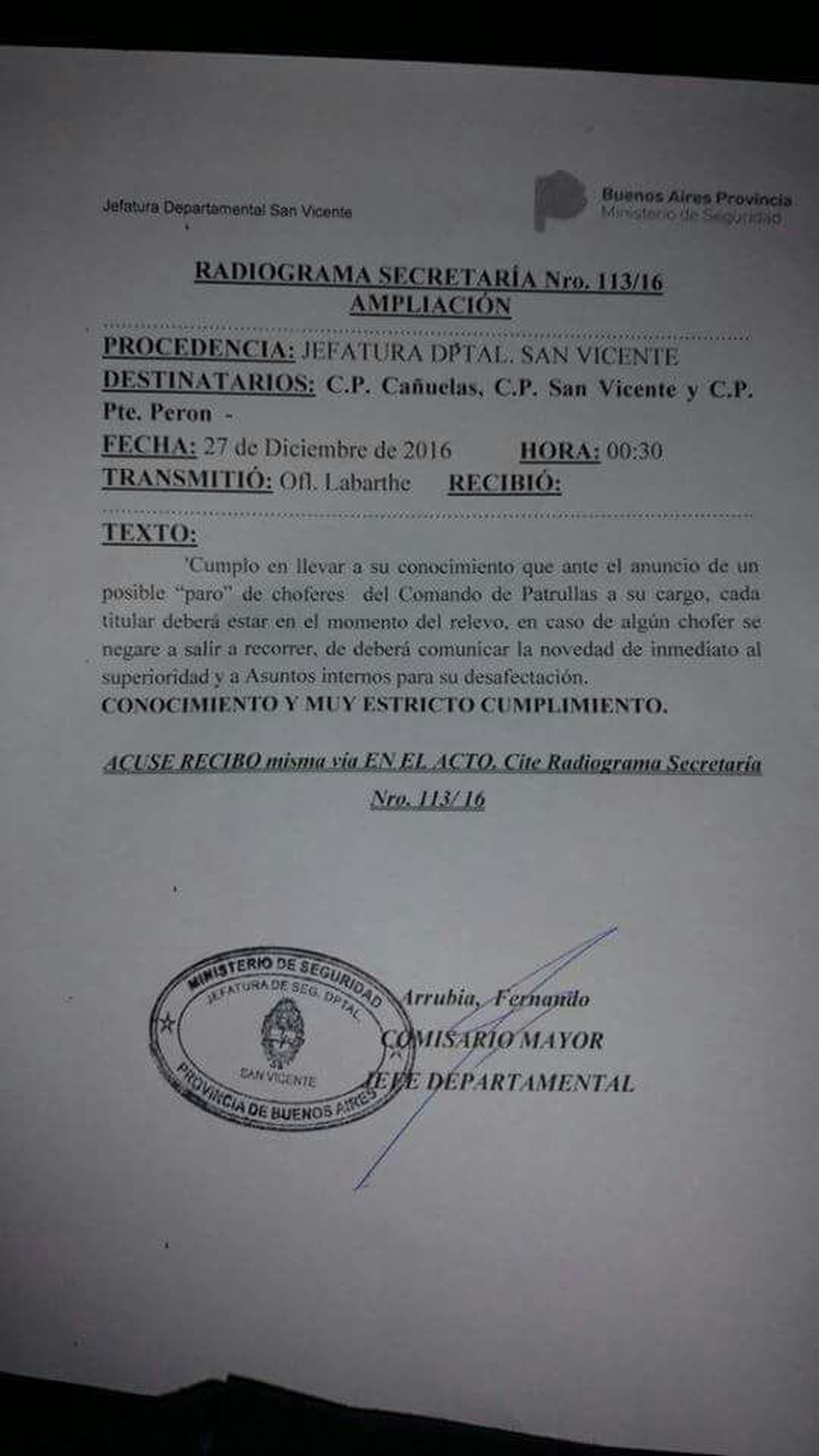 Paro de policías: Desde la Bonaerense advierten que desafectarán a los efectivos que adhieran a la medida