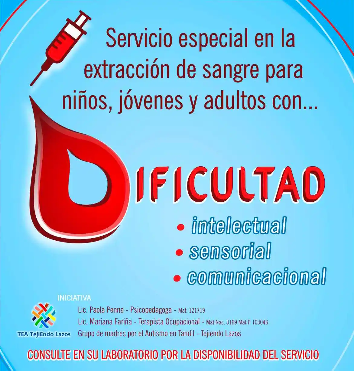 Elaboraron una guía para la extracción de sangre en personas con dificultades en el desarrollo