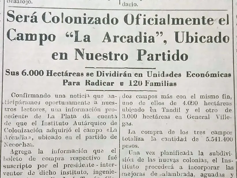 Las colonias agrícolas llegaban a Necochea
