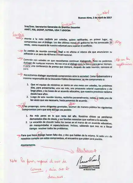 Docentes le devuelven la carta a Vidal pero corregida