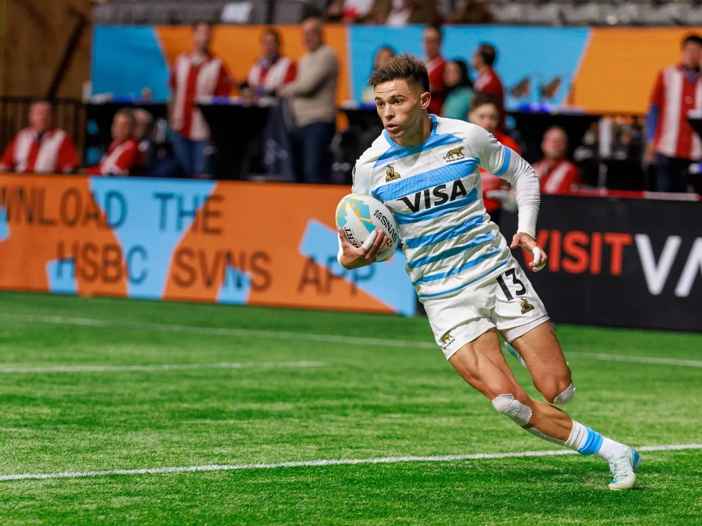 Figura. Marcos Moneta aportó tres tries, en la victoria de Los Pumas Seven