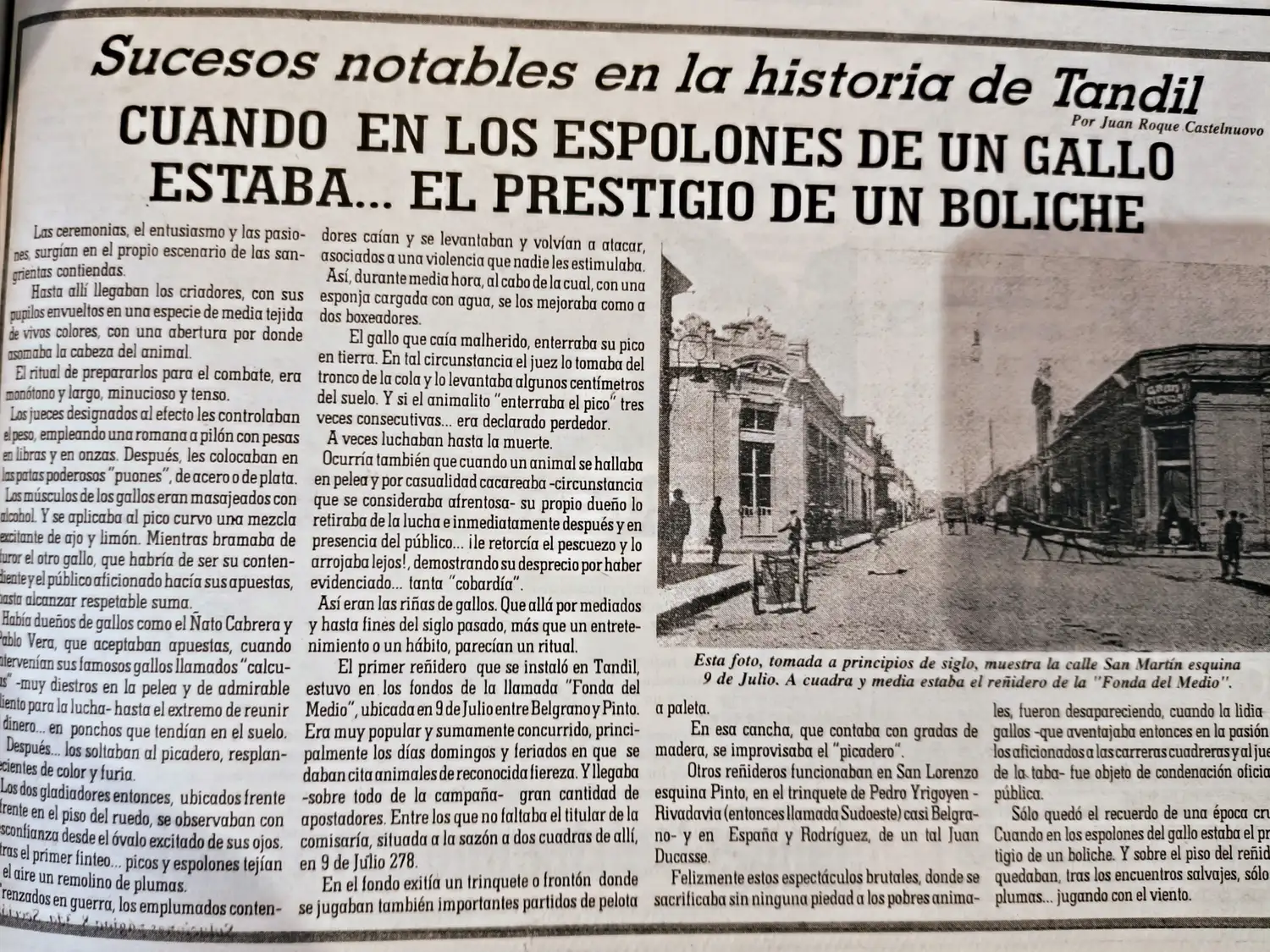 Cuando en los espolones de un gallo estaba... el prestigio de un boliche