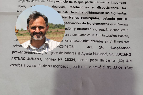 Suspendieron sin sueldo a Luciano Juhant por “falta de respeto” y “desobediencia”