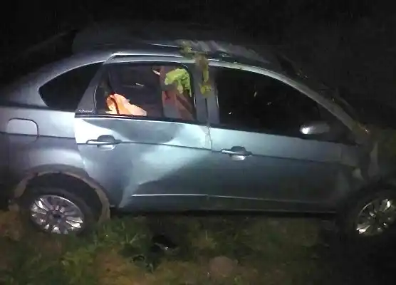 Ruta Provincial 16: Por esquivar un animal terminaron volcando 