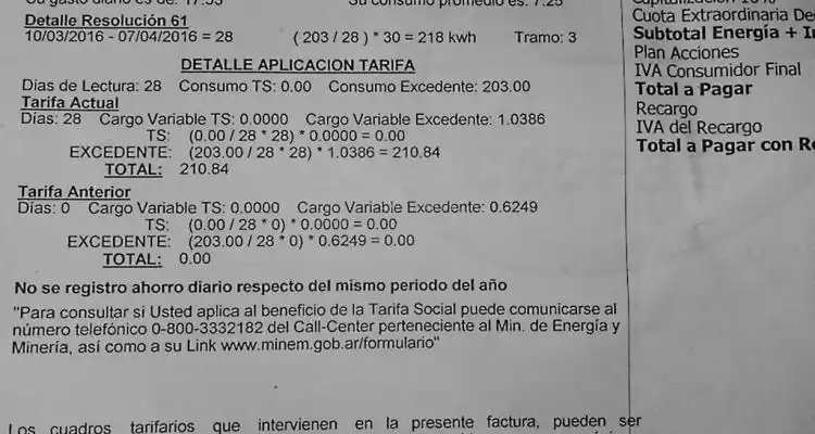 Llega la factura de electricidad con el aumento pleno y hay 7 mil beneficiarios de la tarifa social